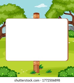 Blank banner in nature scene illustration