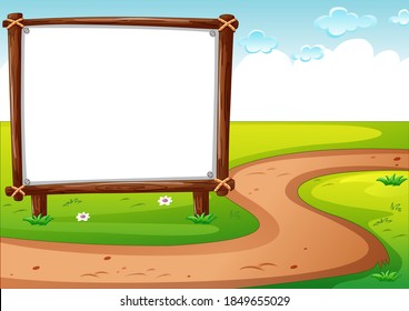 Blank banner in nature scene illustration