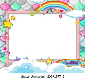 Blank banner on colourful fish scales background illustration