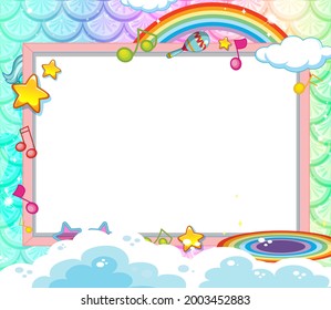 Blank banner on pastel fish scales background illustration