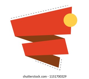 Blank banner, Paper with bright ribbon. Vector illustration linear style. Bright promotion red banner. flat bubble sticker or label.