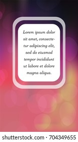 Banner en blanco con un lugar para el texto sobre fondo abstracto colorido y borroso. Ilustración del vector