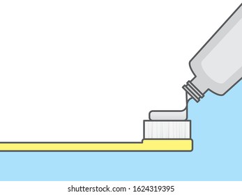 Blank banner prepare toothpaste on toothbrush before brushing teeth illustration vector on blue background. Dental concept.