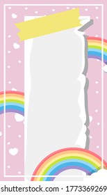Blank banner with rainbow sky theme on pink background illustration