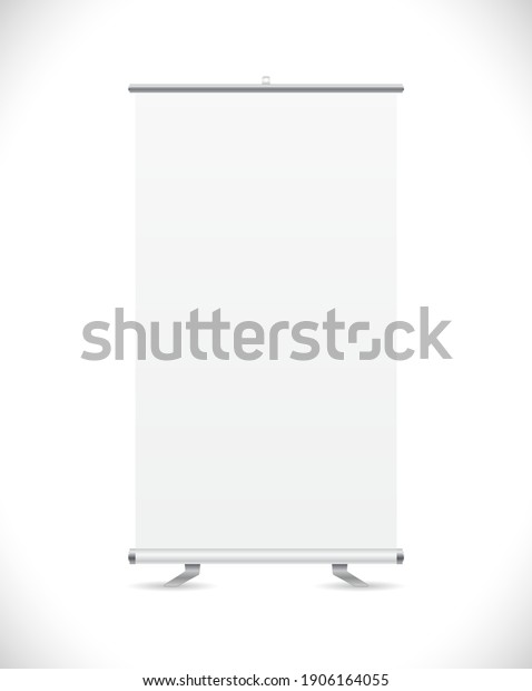 blank banner\
roll up template isolated on\
white
