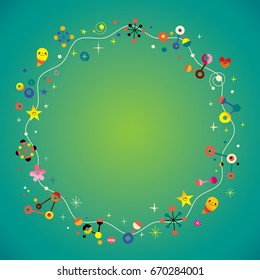 blank banner round frame retro border - invention, science, technology