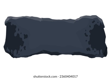 Blank banner sign or gravestone. Stone sign board, cartoon vector design piece of rock. Illustration game menu rock tablet, heavy gray cracked boulder