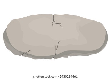 Blank banner sign or gravestone. Stone sign board, cartoon vector design piece of rock. Illustration game menu rock tablet, heavy gray cracked boulder