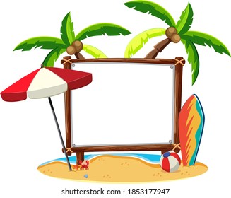 Blank banner with summer theme illustration