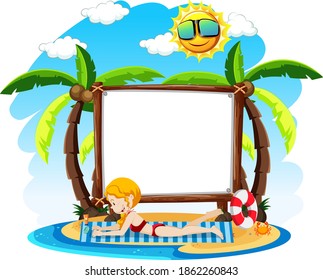 Blank banner with summer theme illustration