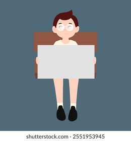 blank banner template carried by boys wearing uniforms
