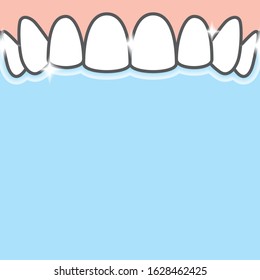 Blank banner Upper whitening  teeth illustration vector on blue background. Dental concept.
