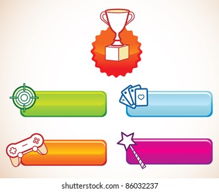 blank banners with game icons - vector illustration