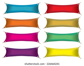 Blank banners in multiple colors with copy space. Vector illustration of objects isolated on white background