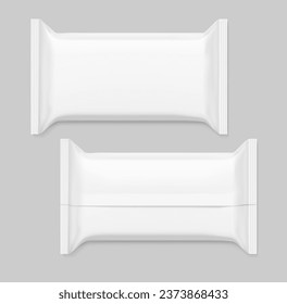 Mofa de empaquetado de barra en blanco. Vistas delantera y trasera. Ilustración vectorial. Aislado sobre fondo gris. Se puede usar en la adv, promoción, paquete, etc. EPS10.