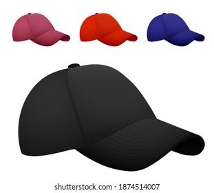 blank baseball cap in realistic style. Athlete, golfer, baseball clothing. Vector