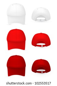 Blank baseball hat template. Front and rear views.