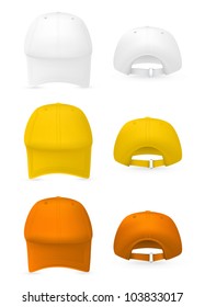 Blank baseball hat template. Front and rear views.