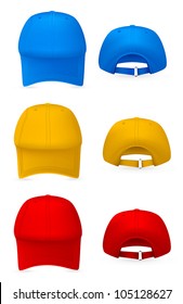 Blank baseball hat template. Front and rear views.