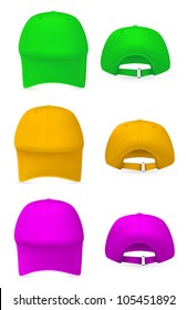 Blank baseball hat template. Front and rear views.