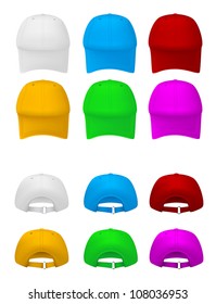 Blank baseball hat template. Front and rear views.