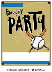 A blank baseball themed party invitation template. Vector EPS file is layered.