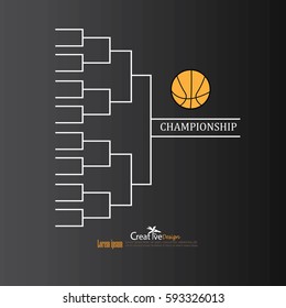 blank basketball tournament bracket on chalkboard.vector illustration.