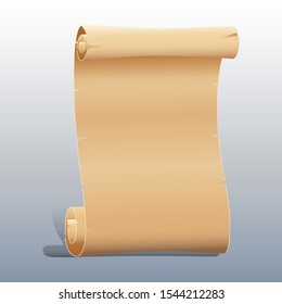 Blank beige parchment on a light blue gradient background, vector