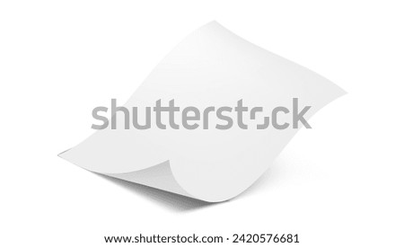 Blank bended paper sheet, isolated on white background