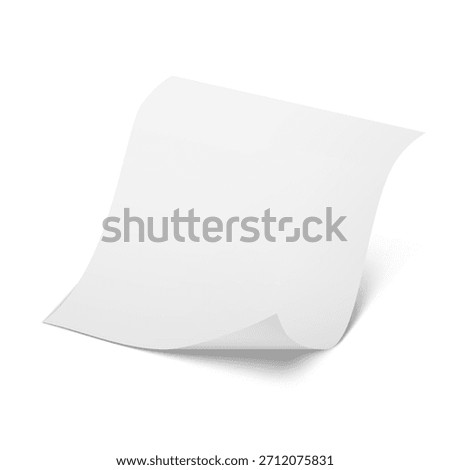 Blank Bended Paper Sheet Isolated On White Background. EPS10 Vector