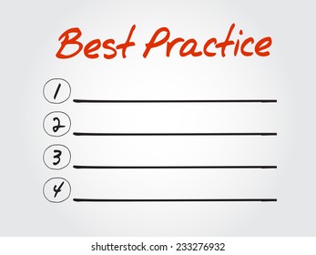 Blank Best Practice list, vector concept background
