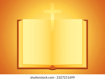 Blank bible that opens to allow you to personalize by writing your favorite verses, vector illustration