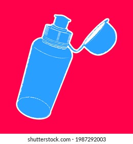 Blank bicycle plastic bottle for water. Sports plastic water bottle. Water tank for sports in the gym and Cycling. Flask of water. Vector illustration in flat style. stock illustration