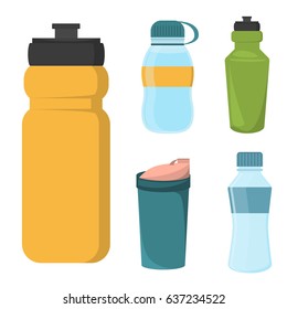 Blank bicycle plastic bottle for water. Drink isolated container water bottle and plastic healthy clean beverage water bottle. Natural freshness water bottled container liquid plastic.