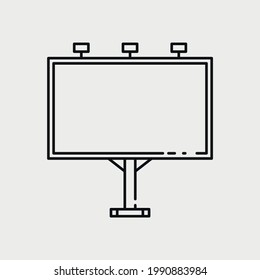 Icono vectorial de la línea de cartelera grande en blanco aislado en fondo blanco.