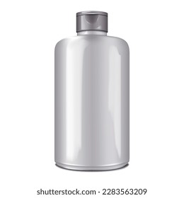 Leere große Plastikflasche mit Schraubverschluss, realistisches Vektormodell. Kosmetikprodukt große zylindrische Containermodelle