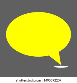 blank big yellow speech bubble on grey background. vector illustration