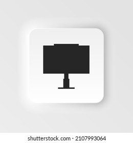 Blank bilboard neumorphic style vector icon for advertisement, Big board banner. on white background