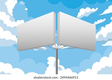 Blank billboard with a background of sky. With clipping path on screen - can be used for trade shows, and advertising or promotional poster for you, Outdoor billboard on blue sky background with clip