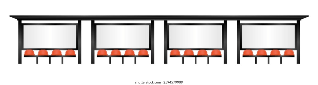 Blank Billboard at Bus Stop or Bus Station. Vector Illustration. 