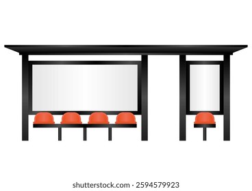 Blank Billboard at Bus Stop or Bus Station. Vector Illustration. 