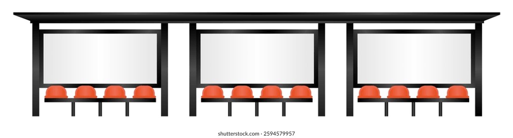 Blank Billboard at Bus Stop or Bus Station. Vector Illustration. 