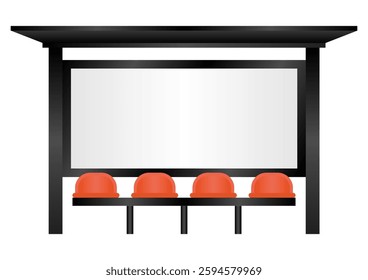 Blank Billboard at Bus Stop or Bus Station. Vector Illustration. 