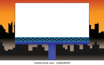 Blank billboard for copy space and sunset vector background , blank vector illustration. copy space mockup template display