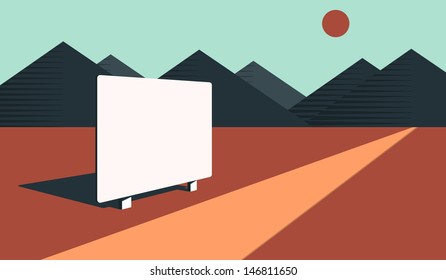 blank billboard in desert 