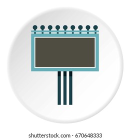 Blank billboard icon in flat circle isolated vector illustration for web