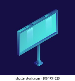 Blank billboard. Isometric illustration isolated on dark background. Graphic concept for your design