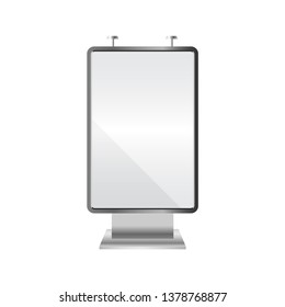 Blank billboard. Mockup and template for your advertisement and design. Realistic light box and advertising construction. Outdoor big board. Vector illustration.