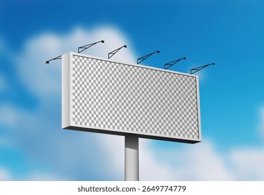 Blank Billboard Mockup with Transparent Screen, Outdoor Advertising Board