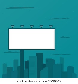 blank billboard in night city. Vector illustration